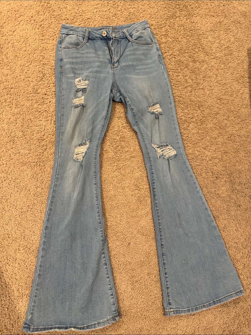 Rue21 Light Blue Distressed Flare Jeans